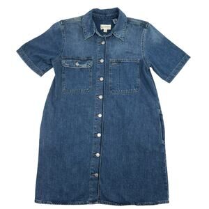 Universal Thread Denim Shirt Dress Cotton Button Front Casual Relaxed Size S